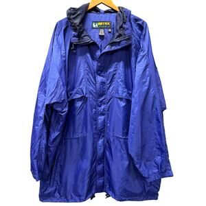 Eddie Bauer Jacket Mens XXL Blue EBTEK Nylon Roll Up Hood Outdoor Vintage